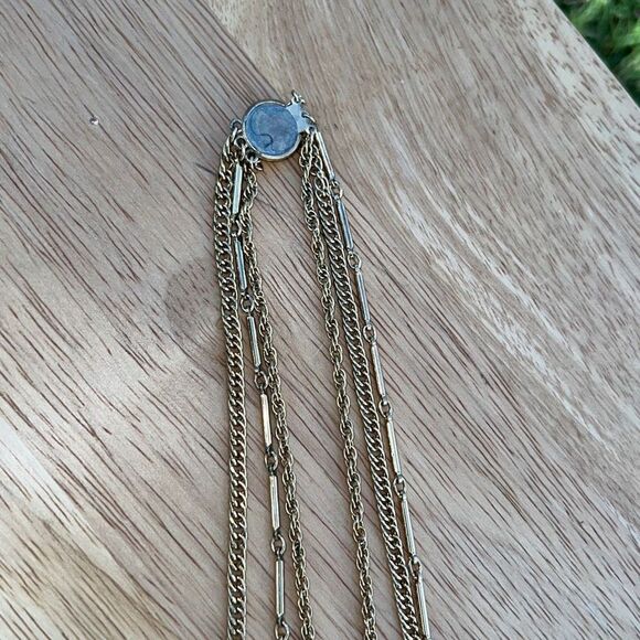 Vintage Gold Tone Medallion, Multiple Chain Necklace - Picture 7 of 7